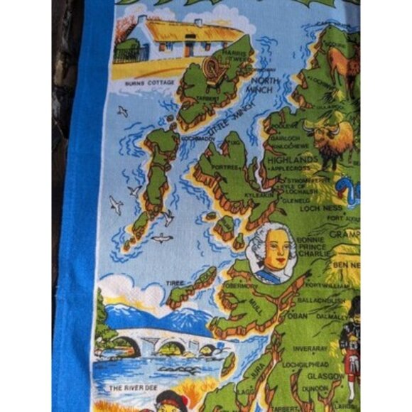 Scotland Pictorial Map Scotch Whisky Kitchen Dish Tea Towel Cotton Made In UK - Picture 7 of 16